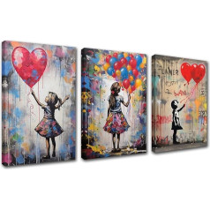 Walarky audekls attēls meitene ar balonu krāsains grafiti Banksy Wall Art Prints Poster Room Decor akvareļu stils dzīvojamā istaba mājas sienas dekoru mākslas darbu Stretched Simple