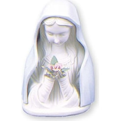 Jaunavas Marijas statuete - 11,5 cm keramikas, zilā un baltā porcelāna Madonnas krūšutēls + LŪRDES Lūgšanu karte (3839) - Catholic Gift Shop Ltd.