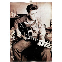 KUSTOM ART CUCUBA Vintage Slavens aktieri Elvis Presley ģitāra Picture Print uz koka 40x30cm