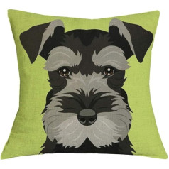 Pludmales pieturas TBS spilvena pārvalks Cute Animal Dog Puppy Colorful Schnauzer Gift Idea Lime Green 45x45cm