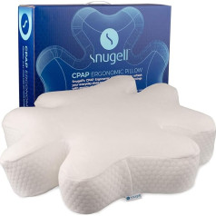 Snugell CPAP spilvens sānu gulētājiem | Atmiņas putu CPAP spilvens | Clover Shape for 4 Heights | Optimāla galvas un mugurkaula izlīdzināšana | Ergonomisks spilvens CPAP lietotājiem