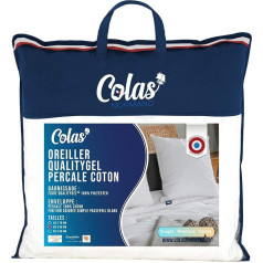 COLAS NORMAND QualityGel Percale 100% kokvilnas stingrs spilvens 60x60cm Cervikālā atbalsta Memory Sensation Hotel Quality Soft French White