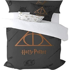 BELUM Harry Potter Segas pārvalks Deathly Hallows Segas pārvalks ar pogām 100% kokvilnas sega (Gulta 90 x 155 x 220 cm)