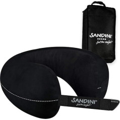 SANDINI TravelFix ceļojumu spilvens - ERGONOMIC FIT - plus izmērs (XL) - mikrošķiedra - melns