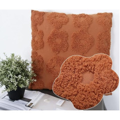 Boho ziedu spilvena pārvalks 45x45cm Rust Textured Tufted Dekoratīvs dīvāna krēsla spilvena pārvalks