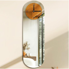 Artloge Sienas pulkstenis Liels viesistabas pulkstenis Oval 100 cm, Dekoratīvs pulkstenis Modern XXL sienas rotājums Spoguļpulkstenis Silent Wall Clock Silver Roman Numerals for Living Room Hallway Bedroom Office 100 x