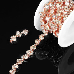 Kigeli Sparkly Rhinestone Embellishment Crystal Rhinestone Chain Applique Sewing Embellishments for DIY Dress Clothing Wedding Craft Bridal 3/4 Inch Wide (Rose Gold, 9 Yards)