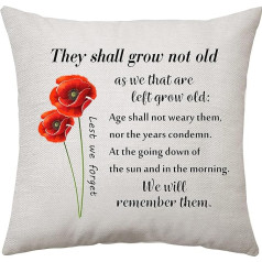 Aconesong Lest We Forget Quotes Cushion Cover Memory Gift Collection Cushion Cover Memorial Day Poppy Cushion Covers 18x18 Inch (They Should )