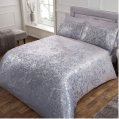 Sleepdown Žakarda ziedu lapas Mink Silver Soft mājīgs luksusa King Size sega Cover gultas piederumi ar spilvendrānas 220x230cm poliestera kokvilnas King Size