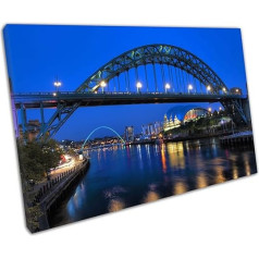 Nakts Blue Sky pār Tyne Bridge upes Sage Newcastle Gateshead audekls sienu mākslas attēlu Printēt