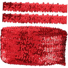 Tofficu Flat Glitter Stretch Sequin Trim By The Yard Bling Trim For Clothing Embellishments Trim Fringe With Sequin Trim Craft Tassel Trim Plastic Accessories Lightning Red