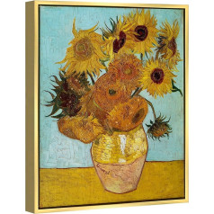 Wieco Art - Sunflower Oil Painting by Vincent Van Gogh Reproduction Modern Floral Giclee Canvas Prints Artworks Ziedi Pictures on Canvas Wall Art for Home and Office Decoration, Gold