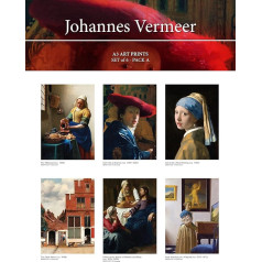 Fresh Publishing Johannes Vermeer mākslas izdrukas, 6 gabali (bez rāmja), izmērs 420 mm x 297 (A3), biezs un izturīgs, videi draudzīgs (FSC) papīrs.