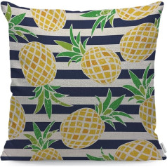 WONDERTIFY Pineapple Cushion Cover Summer Beach Pineapple Stripe Decorative Throw Pillow Case Sofa Cushion Cover Blue Yellow Green 45x45cm