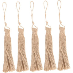 KONTONTY 5gab Burlap Tassel Do It Yourself Ķīniešu mezgls Tassel Craft Grāmatzīme Tassel Pendant Craft Tassels Tassels Tassels Auto apdare Grāmatzīme Diy Tassel Light Brown Juta