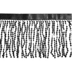 QUARKZMAN 1 Yard 6 collu Sequin Fringe Trim, Sequin Lace Trim Glittering Fringe Trim Tassel lentes DIY latīņamerikāņu deju kleita apģērbu šūšana amatniecības dekori (melns)