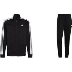 adidas Vīriešu treniņtērps M 3S TT TRIC, melns/balts, S + cccEssentials Warm-Up Tapered 3-Stripes, treniņbikses, melns/balts, S, Vīrieši