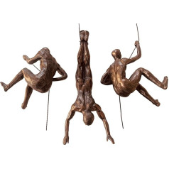 3 x liels bronzas kāpšana Rappelling Vīrieši Trio Hanging Ornaments Skaitļi Kāpšana Vīrieši Sienas Rappelling Ornaments Sienas mākslas skulptūras Sienas Māksla Sveķi un metāls karājas uz stieples (antīkā bronza)