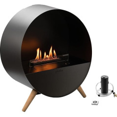 Planika - Bubble Wall & Floor - Freistehender Smart Ethanol Kamin - Entlüftungslos, Fernbedienung, Sauberbrennen, Automatisches Tanken, Edelstahl, Schwarz, B-BUWF, 65 x 37 x 72,6 cm