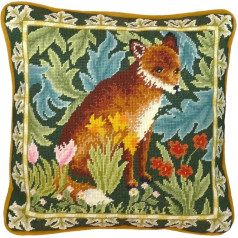 Bothy Threads Gobelēnu izšūšanas spilvenu komplekts Woodland Fox Gobelēns, 35,5 x 35,5 cm, TAC10, iepriekš iespiests izšūšanas attēls