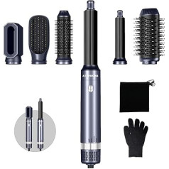 Matu veidotājs 6-in-1 Air Styler komplekts ar 1000 W matu fēnu, apaļu suku, siltā gaisa suku, matu žāvētāja suku, lokšķēru, iztaisnošanas suku, matu veidotājs Air Styler visiem matu tipiem, žāvēšanai, taisnošanai,