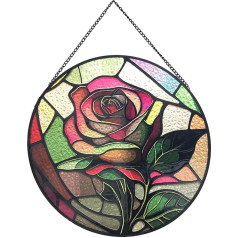 Payutou Kabantys vitražai Suncatcher Rose kabantys vitražai langui 20 cm Suncatcher Sodo pakabų Kalėdų Motinos dienos Valentino dienos ornamentai Festivalio dovana