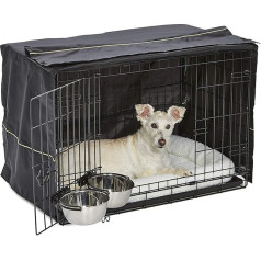 MidWest Homes for Pets iCrate 1530DD-KIT Hundebox-Set, mit ca. 76 cm garu kastīti ar dubulto kastīti, Haustierbett, 2 Schüsseln und Box-Abdeckung, Trenneinsatz und patentierten Funktionen, schwarz