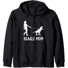 Beagle Mom Dog Beagle Mama Dinosaur Sieviešu Mātes dienas jaka ar kapuci, melna