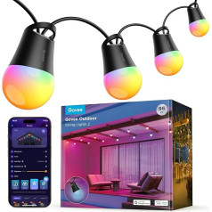 Govee Smart Fairy Lights āra apgaismojums 2, 30 m RGBIC spuldzes ar dimmable Warm White LED spuldzēm, 47 skatuves režīmi terasei, pagalmam, IP65 ūdensizturīgs, darbojas ar Alexa, App Control