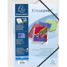 Exacompta 55188E 25er Pack Einschlagmappe KreaCover. Aus Kunststoff DIN A4 mit 2 Gummizügen und 3 Klappen transparent Sammelmappe Dokumentenmappe ideal für Büro und Schule