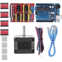 Zerone 3D printera komplekti CNC Shield V3.0 + R3 padome + Nema 17 soļu motors + 4 A4988 draiveri + soļu motora kontroliera vairoga komplekts ar radiatoru Quimat Arduino sistēmai