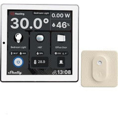 Shelly Wall Display White + Blu H&T Ivory (komplekts), viedās vadības un vides monitoringa sākumkomplekts, WLAN un Bluetooth, termostats, integrēts 5 A relejs, nepieciešams neitrāls vads