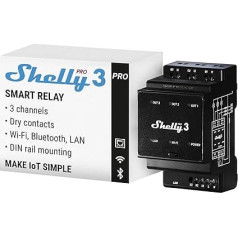 Shelly Pro 3 | WiFi, LAN un Bluetooth 3 kanālu 3 fāžu viedslēdžs DIN sliedēm - 48A | Alexa un Google Home | iOS Android lietotne | Gaismas vadība | Tālvadības motorizēts vārsts