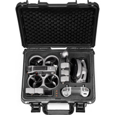 LEKUFEE Ūdensnecaurlaidīgs ciets futrālis DJI Avata 2 Drone/Fly More Combo/DJI Goggles 3/DJI RC Motion 3/DJI FPV Remote Control 3 un piederumiem (tikai futrālis), melns, pārnēsājams ūdensnecaurlaidīgs futrālis