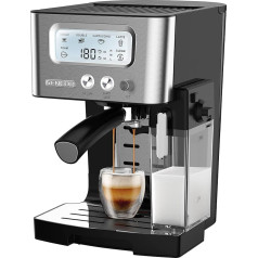 SENCOR Espresso Machine with Milk Frother and Milk Tank, LCD Display, Italian Pump 15 Bar, Quick Heating, Thermoblock, Barista Express, Coffee Powder [4090SS]