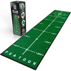 PGA Tour Deluxe Golf Putting Mat for Indoor Golf, golfa paklājs ar treniņu vadlīnijām, pilna izmēra caurumu mērķis, 6 pēdu laukums, zaļš, iekļauta pārnēsājama somiņa