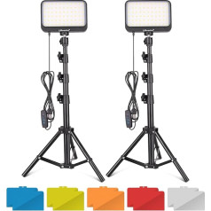 UBeesize 2Pack LED Videolicht Dimmbares Kamera Licht mit Einstellbar Stativ Ständer und Farbfilter für Zoom, Spielestreaming, YouTube.