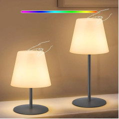 uuffoo āra galda lampa, LED galda lampa, bezvadu, siltā baltā un RGB gaisma, LED galda lampa lietošanai ārā un iekštelpās, uzlādējama USB akumulatora galda lampa, pelēka (2 gab.)