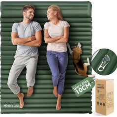 HIKENTURE Sleeping Mat for 2 People, Ultralight, piepūšamais kempinga matracis, dubultais gaisa matracis, guļammatracis, 140 cm, ar kājas sūkni, kempingam, atpūtai, pārgājieniem, pludmalei