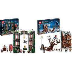 LEGO 76403 Harija Potera Burvju ministrijas modulārais konstruktors ar minifigūriņām un pārbūves mehānismu, Ziemassvētku dāvana & 76407 Harija Potera vaimojošā būda un pātagu vītols