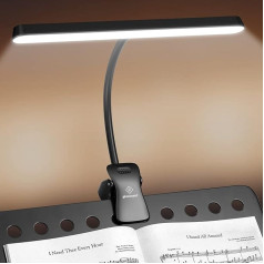 Glocusent 57 LED īpaši spilgta mūzikas stenda gaisma, Eye Care Clip Piano Lamp, 3 krāsas un 5 spilgtumi, USB-C uzlādējams, ilgs darbības laiks līdz 140 stundām, ideāli piemērots klavierēm, notīm, ģitārai