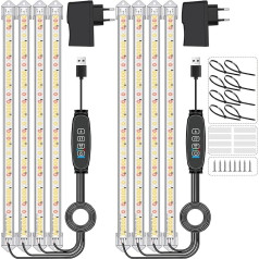 Pack of 2 x 4 Sticks Plant Light Strips, augu lampas istabas augiem, pilna spektra saules gaismas audzēšanas lampa ar automātisko ieslēgšanas/izslēgšanas 3/9/12H taimeri