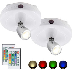 HONWELL Spot lampa LED bezvadu griestu prožektors ar tālvadības pulti Sienas gaisma Ar akumulatoru darbināms šautriņu tāfeles apgaismojuma taimeris Griestu prožektors ar rotējošu gaismas galviņu spoguļstikla gleznošanai ar šautriņām, 2 gab