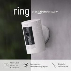 Sertificēta un atjaunota, Ring āra kameru baterija (Stick Up Cam Battery), āra novērošanas kamera ar 1080p HD video, WiFi, izturīga pret laikapstākļiem, piemērota jūsu mājai un īpašumam, Alexa