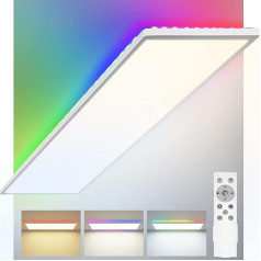 35 W LED paneļa griestu gaisma ar tālvadības pulti, 80 x 25 cm RGB griestu gaisma, 13 krāsu maiņas aizmugurējais apgaismojums un 4000 LM priekšējais apgaismojums, CCT 3000 K - 6000 K, plakanā virtuves lampa birojam