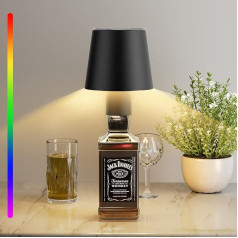 Keepoo LED akumulatora galda lampa Dimmable Bottle Lamp Warm White 8 Colours RGB ar 5200 mAh, IP54 bezvadu pieskārienu galda lampa iekštelpām un ārpus telpām, pārnēsājama, metāla, restorāniem un bāriem (melna)