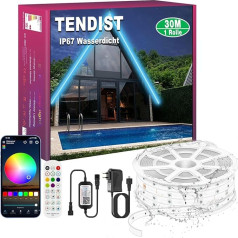 TENDIST 30 m IP67 IP67 RGB LED lente izmantošanai ārpus telpām, 24 V LED lente ārtelpā, ūdensizturīga ar mūzikas sinhronizāciju, ūdensizturīga pašlīmējoša LED lente lapenēm, āra apgaismojumam