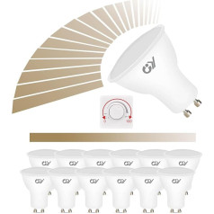 GY GU10 LED aptumšojama neitrāli balta spuldze, 7 W 4000 K 600 lm neitrāli balta spuldze, aizvieto 70 W halogēna spuldzes, gaismas leņķis 120°, atstarojošās spuldzes, aptumšojamas LED spuldzes, 12 spuldžu iepakojums [G enerģijas klase]