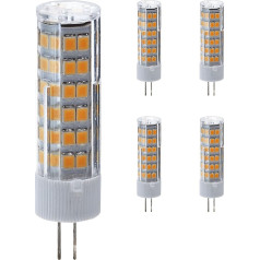 G4 LED 230 V spuldzes ar kontaktligzdas pamatni, dimmējamas, silti baltas, 5 gab., 7 W aizstāj 50 W spuldzi, 550 lm, 3000 K, COB, LED spuldzes, kontaktlampa. Lūdzu, ņemiet vērā: 230 V spuldze nav piemērota 12 V transformatora lampām.