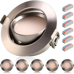 Greenclick Ultra Flat Recessed Spotlights komplekts no 6 rotējošiem griestu prožektoriem LED 230 V 4 W Padziļinājumā iebūvētās gaismas Metāls 3000 K 540 lm CRI 90 Padziļinājumā iebūvētie starmeši IP44 Griestu prožektori 75-80 mm Starmeši